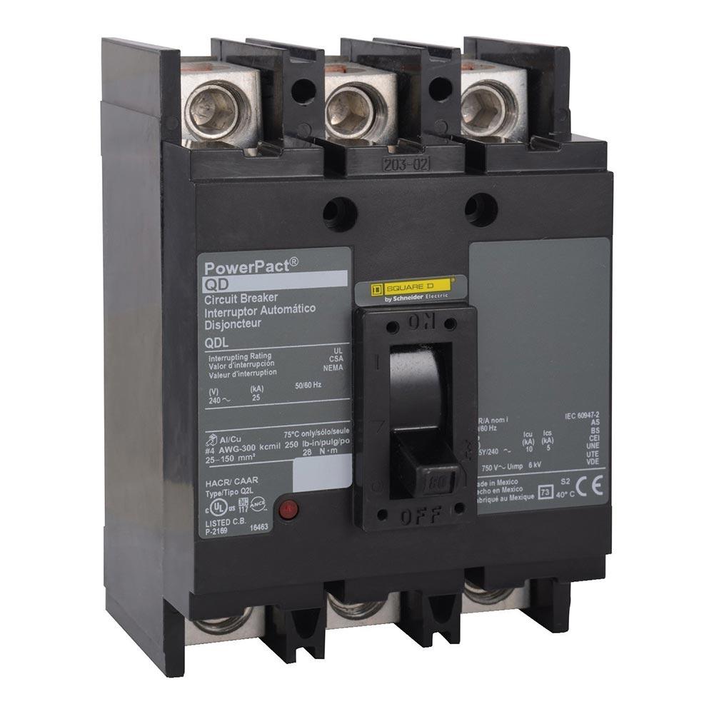 Molded-case and insulated-case circuit breakers organized on steel shelving